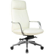 БЮРОКРАТ Кресло руководителя _Vega белый кожа с подголов. крестов. алюминий
