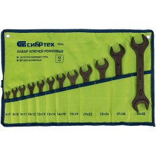 СИБРТЕХ Набор ключей рожковых, 6 - 32 мм, 12 шт., CrV, фосфатированные 15234