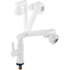 BRIMIX - Кран на одну воду, для кухонной мойки и раковины, металлокерамика, из высокопрочного пластика АБС, поворотный излив и аэратор, цвет БЕЛЫЙ. 6617