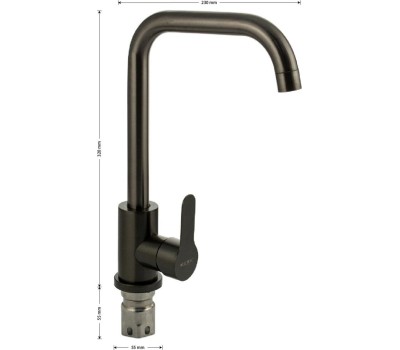 Смеситель кухонный MAGNUS 9302 Смеситель кухонный, из нержавеющей стали марки 304, ГРАФИТОВЫЙ