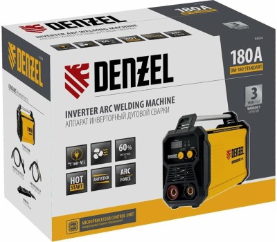 Сварочный аппарат DENZEL Аппарат инвертор. дуговой сварки DM-180 Standart, 180 А, ПВ 60% 94324