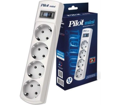 PILOT mini 3м (4 розетки) белый (коробка)