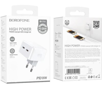 СЗУ BOROFONE (6941991101113) BA76A 2Type-C 3.0A PD 35W , White