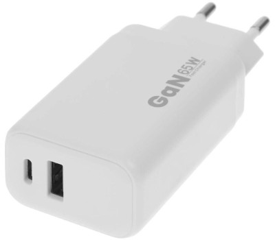 BORASCO Сетевое зарядное устройство USB-A, USB-C, 65Вт, 3.25A, белый [52584]