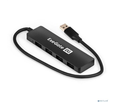 EXEGATE EX296928RUS USB-Хаб (концентратор) 4-в-1 DUB-4P/3 (кабель-адаптер USB3.0 --> 4xUSB3.0, Plug&Play, черный)