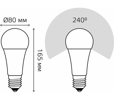 GAUSS Лампа LED E27, груша, 35Вт, A67, одна шт. [70225]