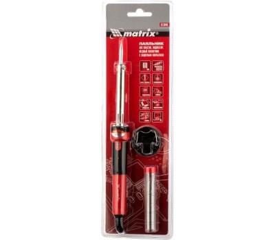 Паяльник MATRIX Паяльник, пластик ABS, класс защиты 1, индикатор, медный наконечник с долговечным покрытием, 220 В, 60 W 913046