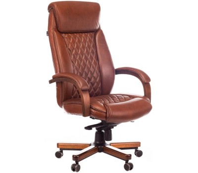 Кресло компьютерное БЮРОКРАТ Кресло руководителя T-9924WALNUT, кожа, до 200кг, светло-коричневый