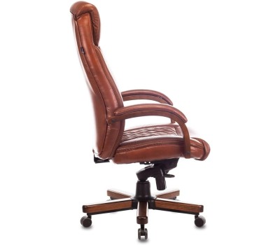 Кресло компьютерное БЮРОКРАТ Кресло руководителя T-9924WALNUT, кожа, до 200кг, светло-коричневый