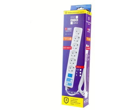 PowerCube PRO Фильтр-удлинитель (SPL(5+1)-16B-P-1,9М) 1.9 м, 6 розеток, 16А/3,5кВт, LC контур - подавление В/Ч помех {13062}