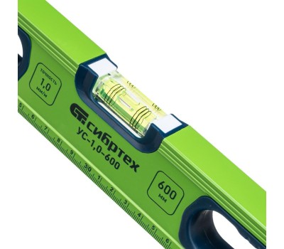 Уровень СИБРТЕХ Уровень алюминиевый УС-1, 0-600, фрезерованный, 3 глазка, рукоятки, 600 мм 34101