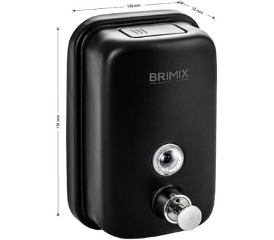 BRIMIX - Дозатор для жидкого мыла 500 мл, настенный, с глазком, из нержавеющей стали марки 304, цвет ЧЁРНЫЙ. 6181