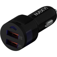 ЗАРЯДНЫЕ УСТРОЙСТВА В ПРИКУРИВАТЕЛЬ MAXVI CCM-522 black 5.2A, 2USB, QC3.0, цвет: черный, подсветка: синяя