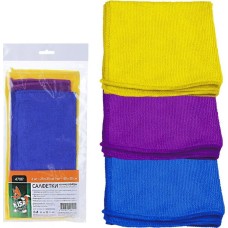 Салфетка для автомобиля LI-SA Салфетка из микрофибры в наборе (2 шт-25х25см, 1 шт- 30х30 см) (европодвес) 47917