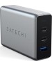 SATECHI Сетевое зарядное устройство Compact Charger с технологией GaN Power. Порты: USB Type-C 100 Вт х 2, USB Type-A до12 Вт. Цвет: серый космос