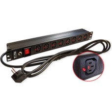 LANMASTER Блок распределения питания TWT-PDU-10A8C3L-3.0 гор.размещ. 8xC13 базовые 10A Schuko 3м