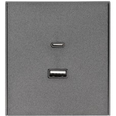 KRANZ Розетка STRONG USB-A+Type-C 3А с функцией быстрой зарядки графит