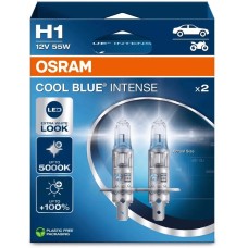 Лампа галогенная OSRAM Автолампа галогенная H1 (55W P14.5s +100%) COOL BLUE INTENSE (евробокс, 2шт) 5000К 12V