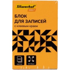SILWERHOF Блок самоклеящийся бумажный Daily 51x76мм 100лист. 75г/м2 неон оранжевый