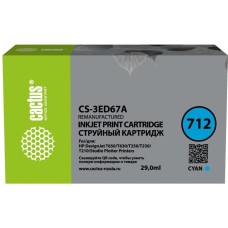 CACTUS Картридж струйный CS-3ED67A 712 голубой (29мл) для HP DJ T230/T630/T650 с чипом