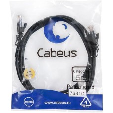 CABEUS Патч-корд PC-UTP-RJ45-CAT.5E-2M-BK U/UTP RJ-45 вил.-вилка RJ-45 кат.5E 2м черный ПВХ