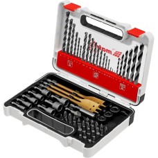 MATRIX Набор сверл комбинированный, сверла по металлу 1-6 мм, бетону 3-8 мм, дереву 3-8 мм, перовые 16,20,22 мм, биты 30 шт, адаптер, головки 8 шт, 71 предмет Pro 725671