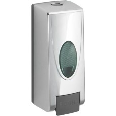 GFmark - Дозатор жидкого МЫЛА, пластиковый, хромированный, большой, с глазком, с серой педалью, 350 мл 631