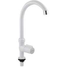 BRIMIX - Кран на одну воду, высокий излив, модель ЛЮКС, металлокерамика, из высокопрочного АБС пластика, цвет БЕЛЫЙ. 6628