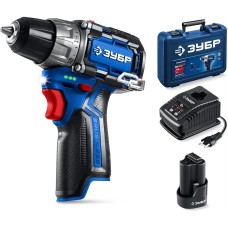 ЗУБР КОМПАКТ #2, 12 В, 45 Н·м, 1 АКБ тип Т7 (2 А·ч), дрель-шуруповерт, BRUSHLESS, кейс, Профессионал (DB-121-21)