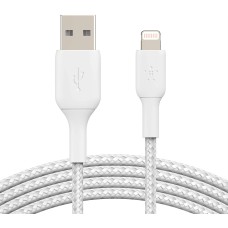 BELKIN Кабель BoostCharge USB-A - Lightning Braided Cable. Длина: 3м. Цвет: белый