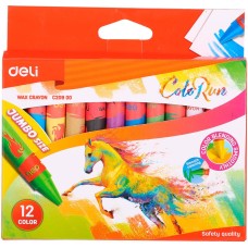 DELI Восковые мелки EC20900 Colorun утолщенные 12цв. картон.кор./европод