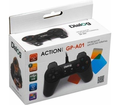 Геймпад GP-A01 Dialog Action - 10 кнопок, USB, черный