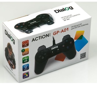 Геймпад GP-A01 Dialog Action - 10 кнопок, USB, черный