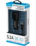 ЗАРЯДНЫЕ УСТРОЙСТВА В ПРИКУРИВАТЕЛЬ MAXVI CCM-522 black 5.2A, 2USB, QC3.0, цвет: черный, подсветка: синяя
