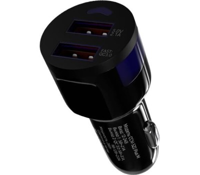 ЗАРЯДНЫЕ УСТРОЙСТВА В ПРИКУРИВАТЕЛЬ MAXVI CCM-522 black 5.2A, 2USB, QC3.0, цвет: черный, подсветка: синяя