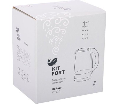 Чайник KITFORT КТ-628 серебристый (стекло)