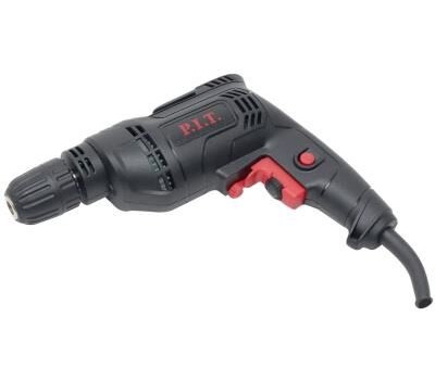 Дрель электрическая P.I.T. Дрель электрич. PBM10-C (550Вт, БЗП 10мм, 0-3300 об/мин, фиксатор оборотов, скоба для ремня)