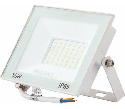 REXANT Прожектор светодиодный СДО 50Вт 4000Лм 3000K теплый свет, белый корпус
