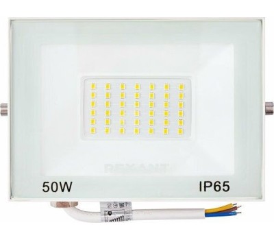 REXANT Прожектор светодиодный СДО 50Вт 4000Лм 3000K теплый свет, белый корпус