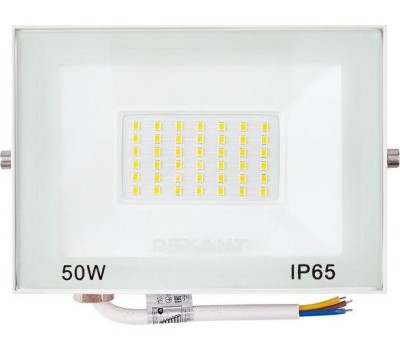 REXANT Прожектор светодиодный СДО 50Вт 4000Лм 3000K теплый свет, белый корпус