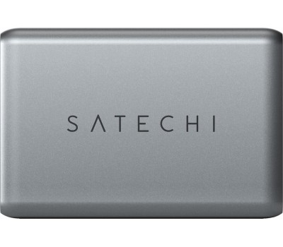 SATECHI Сетевое зарядное устройство Compact Charger с технологией GaN Power. Порты: USB Type-C 100 Вт х 2, USB Type-A до12 Вт. Цвет: серый космос