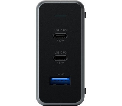 SATECHI Сетевое зарядное устройство Compact Charger с технологией GaN Power. Порты: USB Type-C 100 Вт х 2, USB Type-A до12 Вт. Цвет: серый космос