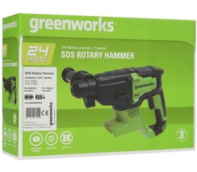 Перфоратор GREENWORKS Перфоратор 3803007 Li-Ion, без АКБ, без ЗУ