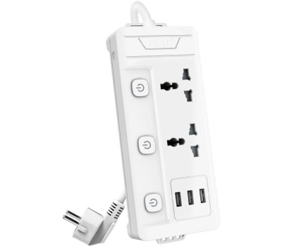DELI Сетевой фильтр универсальный ET409 / 2розетки + 3USB , 2 м