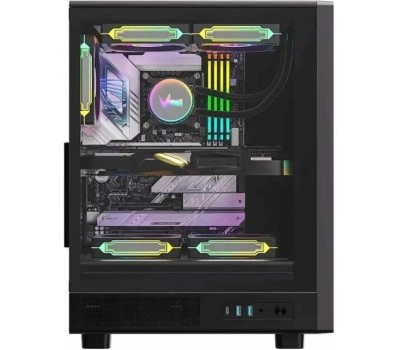 Корпус для ПК FORMULA Корпус (AEROCOOL) MidTower Mana Dynamic черный (ATX, без БП, 2xUSB3.0+USB3.1, 4x120mm ARGB) (Mana Dynamic Black)
