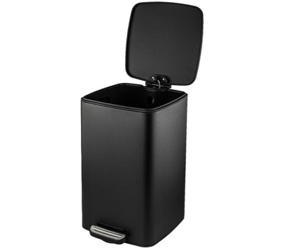 САНАКС - Ведро из нержавеющей стали, с педалью, квадратное, 16 литров, крышка микролифт, цвет ЧЁРНЫЙ. 10816-B