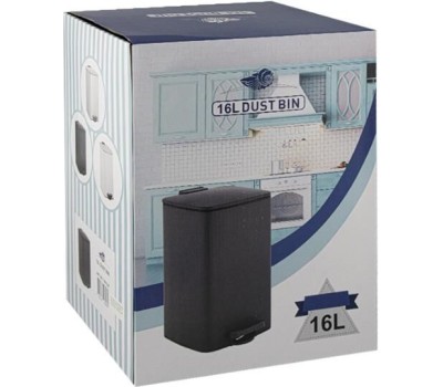 САНАКС - Ведро из нержавеющей стали, с педалью, квадратное, 16 литров, крышка микролифт, цвет ЧЁРНЫЙ. 10816-B