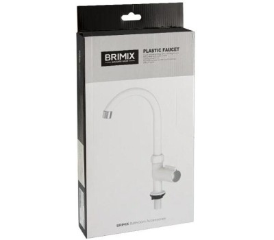 BRIMIX - Кран на одну воду, высокий излив, модель ЛЮКС, металлокерамика, из высокопрочного АБС пластика, цвет БЕЛЫЙ. 6628