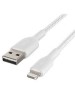 BELKIN Кабель BoostCharge USB-A - Lightning Braided Cable. Длина: 3м. Цвет: белый