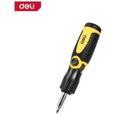 Отвертка DELI Многофункциональная отвертка с трещоткой 13-в-1 DL260113 длина 165мм, 12 бит CrV, прорезиненная рукоять